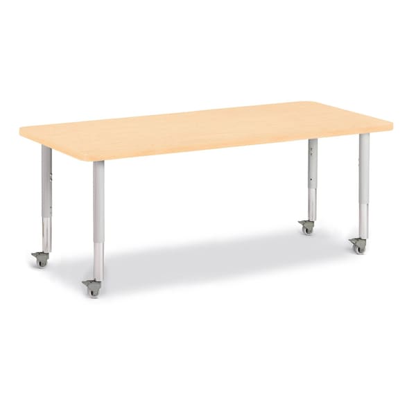 Berries Rectangle Activity Table, 30 in. x 72 in., Mobile, Maple/Maple/Gray